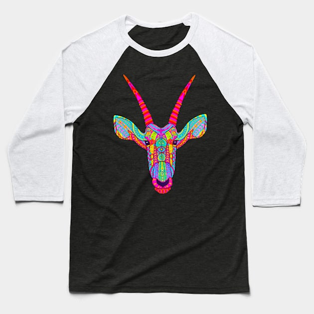 Psychedelic Deer Baseball T-Shirt by Bododobird